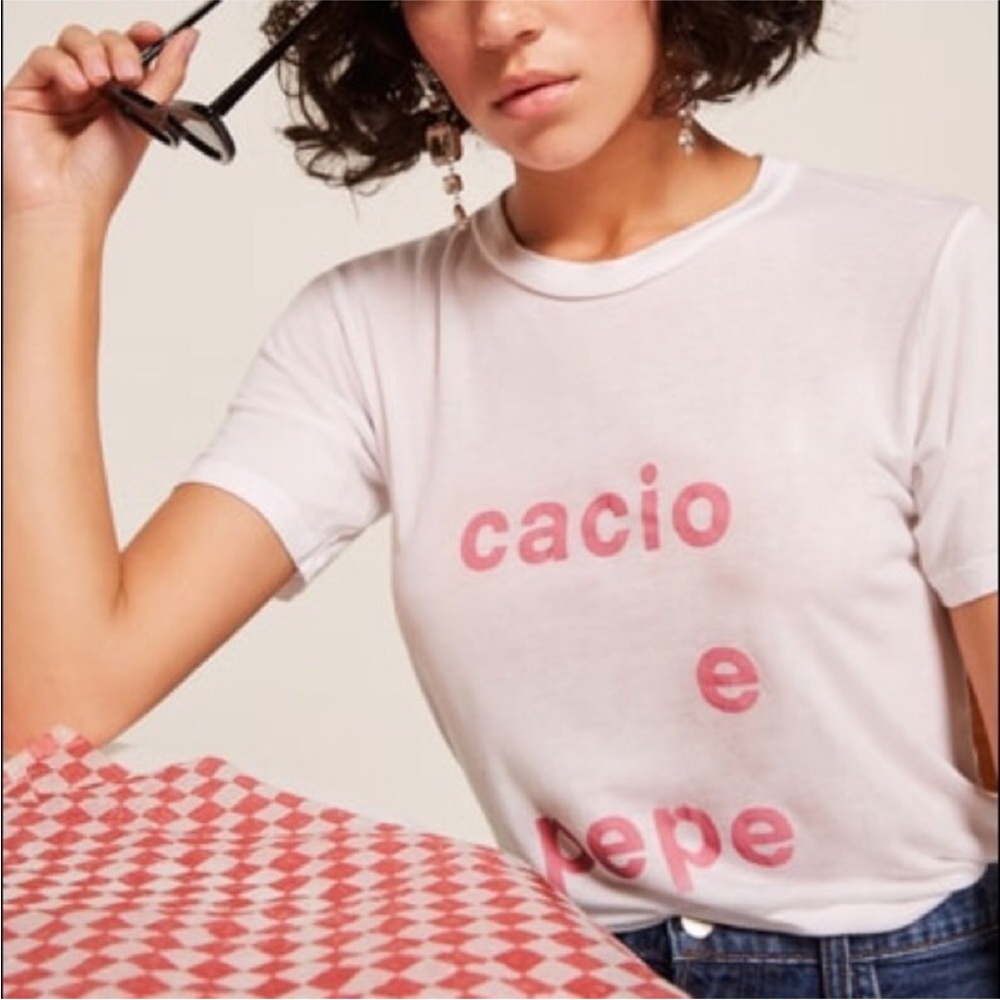 Reformation Cacio e Pepe Joplin Crewneck Tee T-shirt Italian